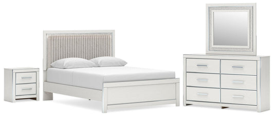 Birmonton Upholstered Panel Platform Bed, Dresser, Mirror And Nightstand