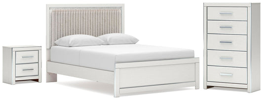 Birmonton Upholstered Panel Platform Bed, Dresser, Mirror And Nightstand