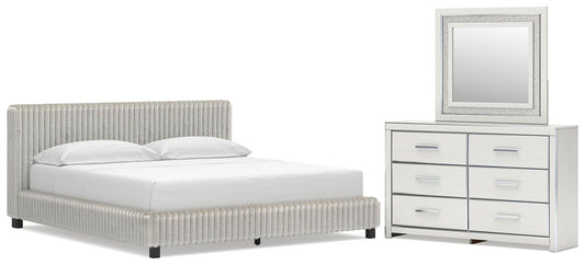 Birmonton California Upholstered Bed, Dresser And Mirror
