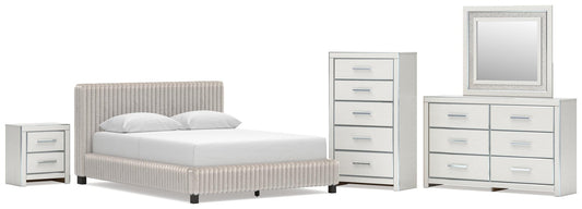 Birmonton Upholstered Bed, Dresser, Mirror, Chest And Nightstand