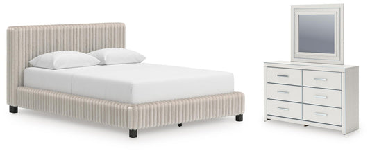 Birmonton Upholstered Bed, Dresser And Mirror