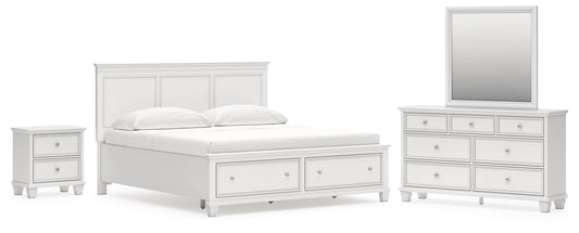 Fortman Panel Storage Bed With Mirrored Dresser And Nightstand