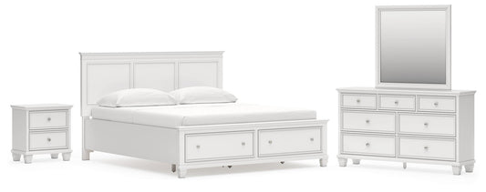 Fortman California Panel Storage Bed, Dresser, Mirror And Nightstand