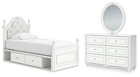 Maylilly Upholstered Panel Storage Bed, Dresser And Mirror