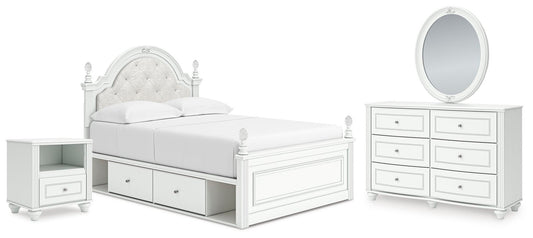 Maylilly Upholstered Panel Storage Bed, Dresser, Mirror And Nightstand