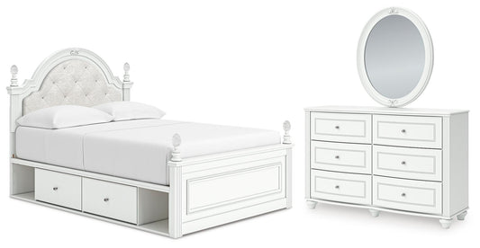 Maylilly Upholstered Panel Storage Bed, Dresser And Mirror