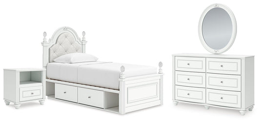 Maylilly Upholstered Panel Storage Bed, Dresser, Mirror And Nightstand