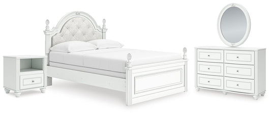 Maylilly Upholstered Panel Bed, Dresser, Mirror And Nightstand
