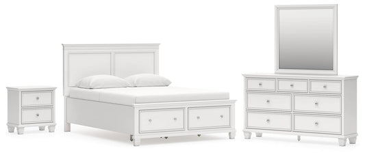 Fortman Panel Storage Bed With Mirrored Dresser And Nightstand