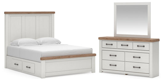 Savonport Panel Bed With Storage, Dresser And Mirror