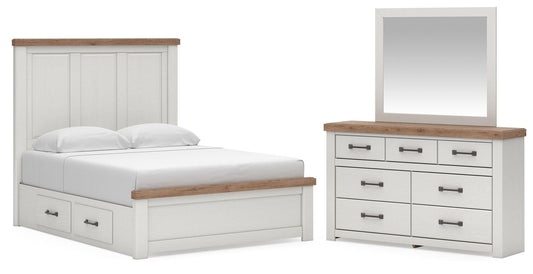 Savonport Panel Bed With Storage, Dresser And Mirror