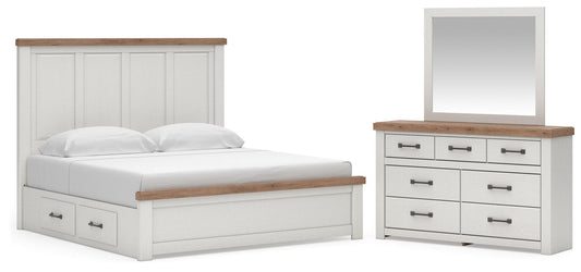 Savonport Panel Bed With Storage, Dresser And Mirror