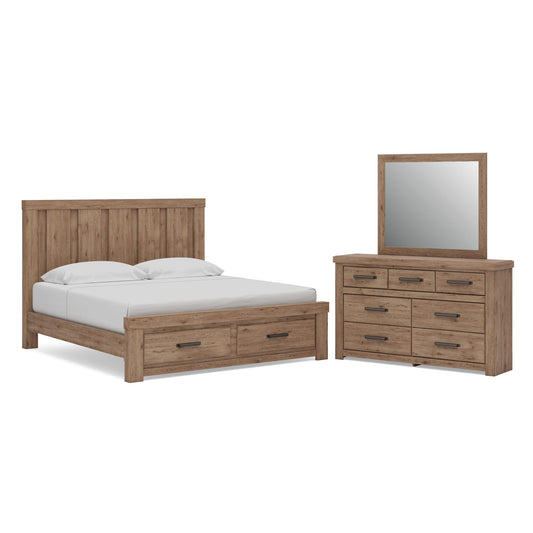 Garistyn Panel Storage Bed, Dresser And Mirror