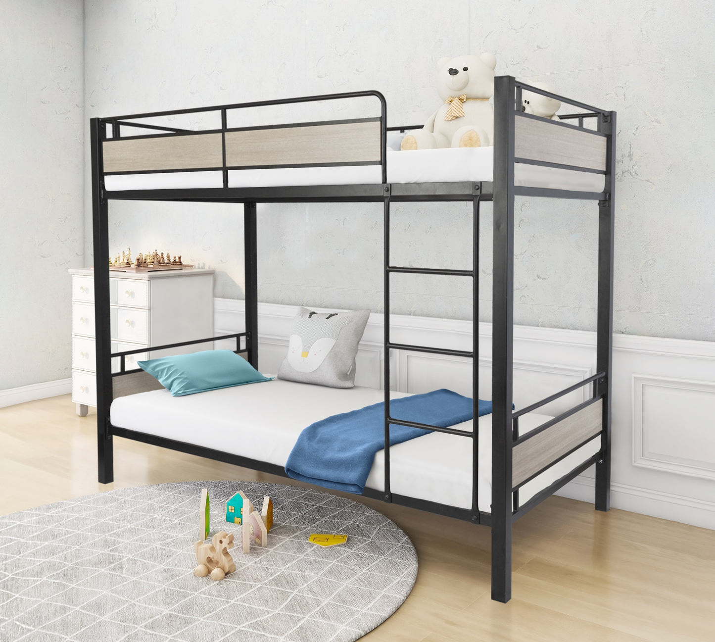 NOLAN BUNK BED AND MATTRESSES - BEIGE OAK