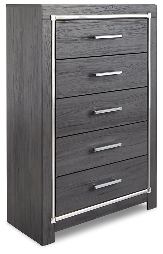 Lodanna Upholstered Panel Headboard With Mirrored Dresser, Chest And Nightstand