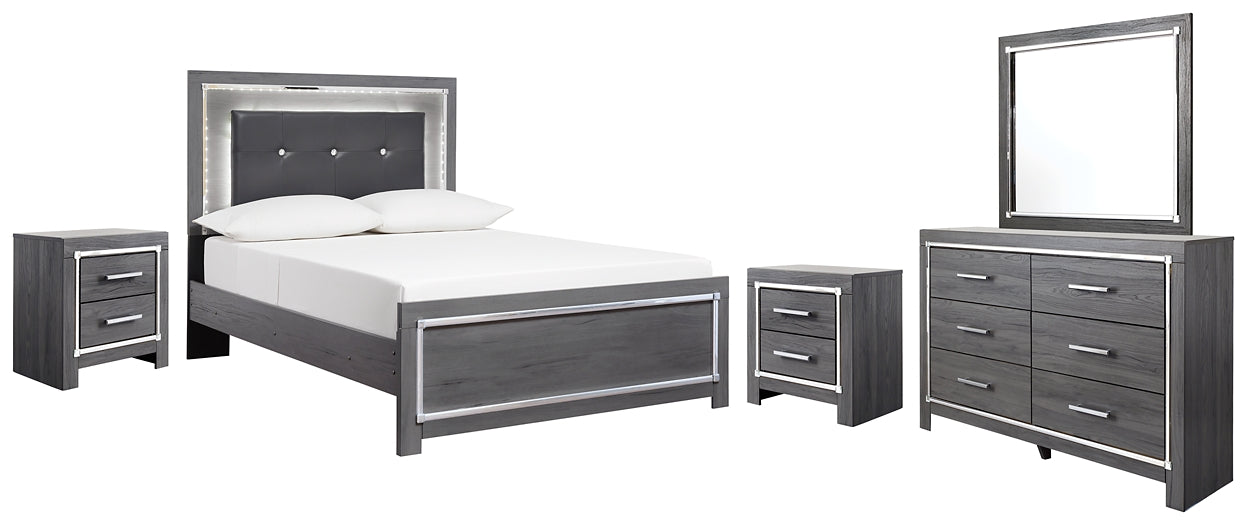 Lodanna Panel Bed With Mirrored Dresser And 2 Nightstands