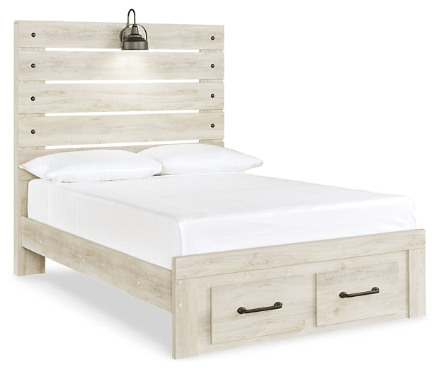 Cambeck Panel Bed With 4 Storage Drawers With Mirrored Dresser, Chest And Nightstand