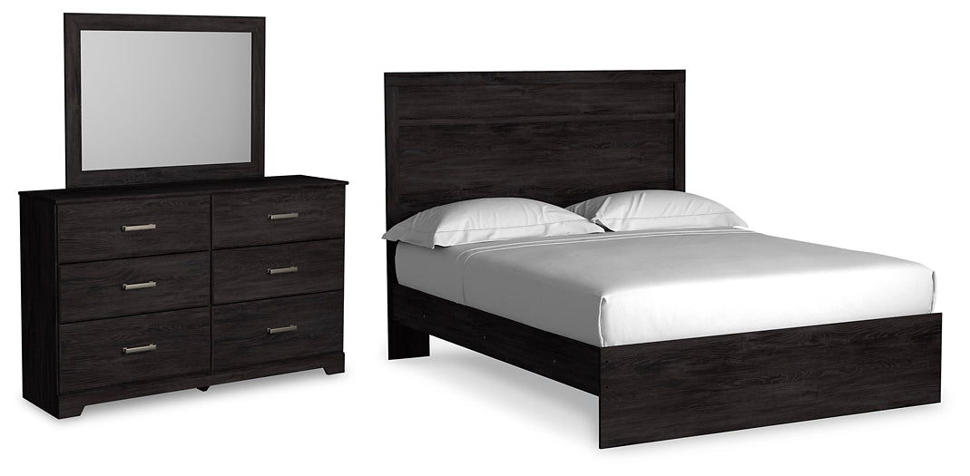 Belachime Panel Bed With Mirrored Dresser