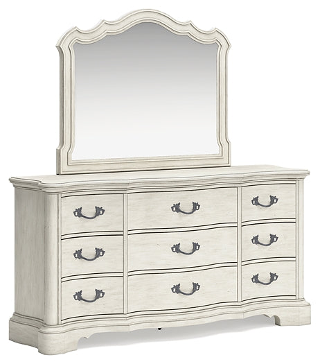 Arlendyne Upholstered Bed With Mirrored Dresser