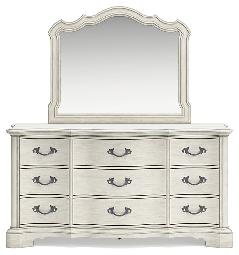 Arlendyne Upholstered Bed With Mirrored Dresser