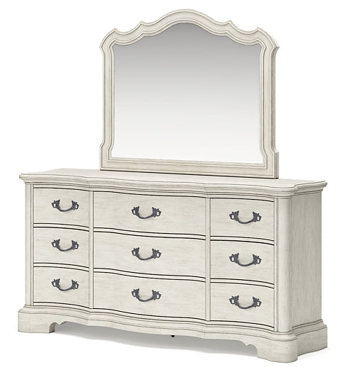 Arlendyne Upholstered Bed With Mirrored Dresser