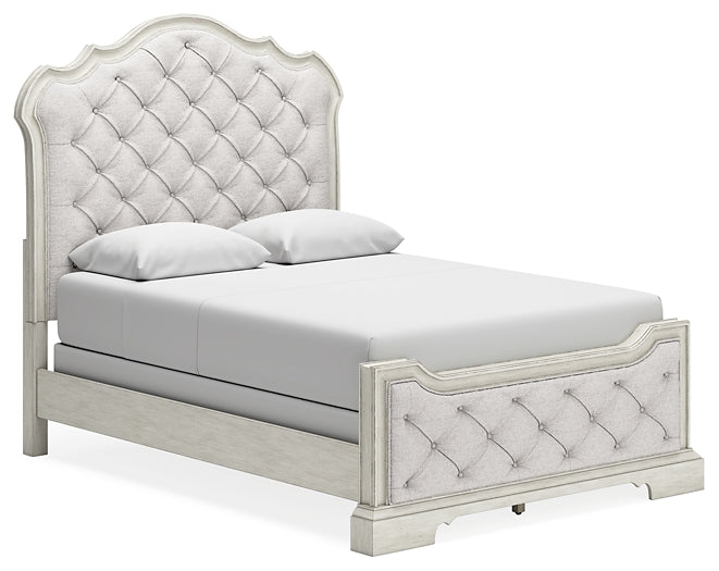 Arlendyne Upholstered Bed With Mirrored Dresser