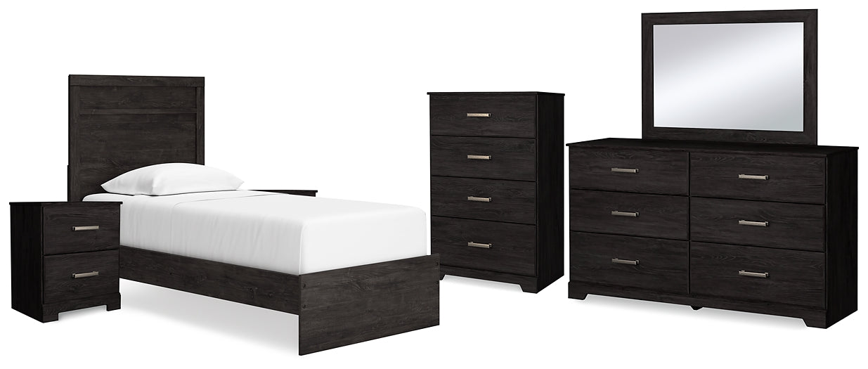 Belachime Panel Bed With Mirrored Dresser, Chest And 2 Nightstands