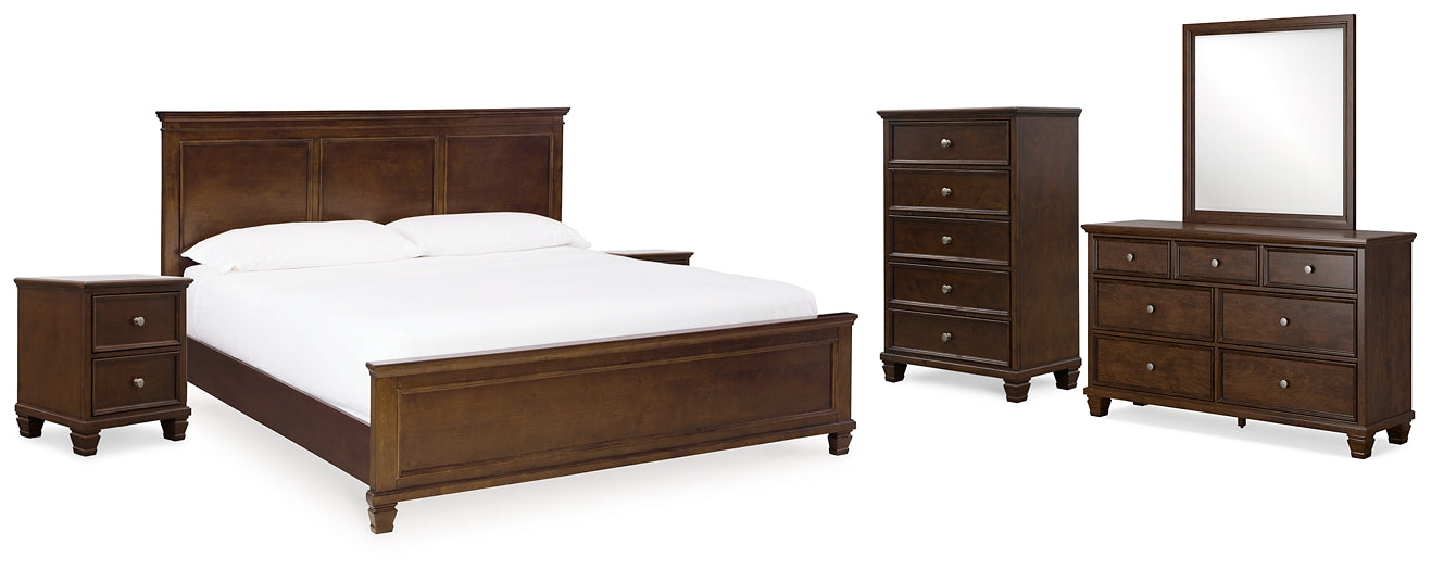 Danabrin Panel Bed With Mirrored Dresser, Chest And 2 Nightstands