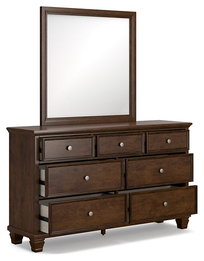 Danabrin Panel Bed With Mirrored Dresser