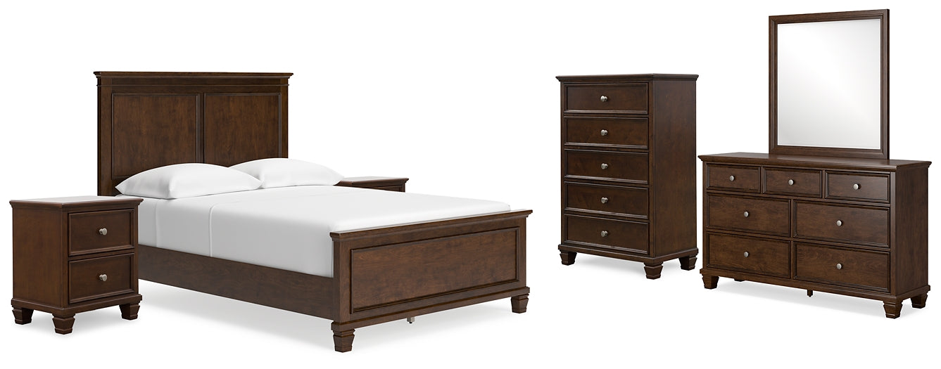 Danabrin Panel Bed With Mirrored Dresser, Chest And 2 Nightstands