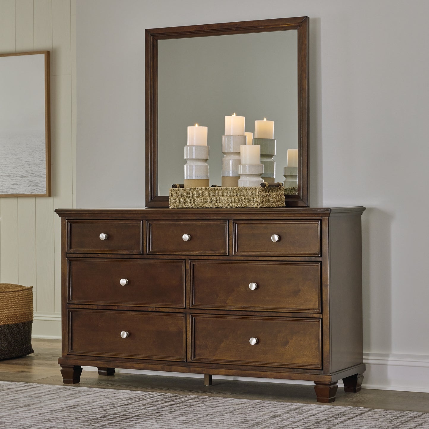 Danabrin Panel Bed With Mirrored Dresser, Chest And 2 Nightstands