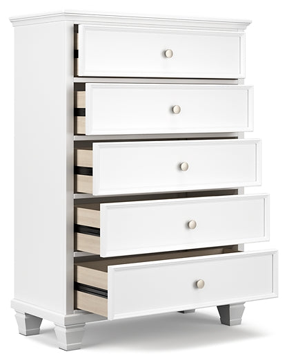 Fortman Panel Bed With Mirrored Dresser, Chest And 2 Nightstands