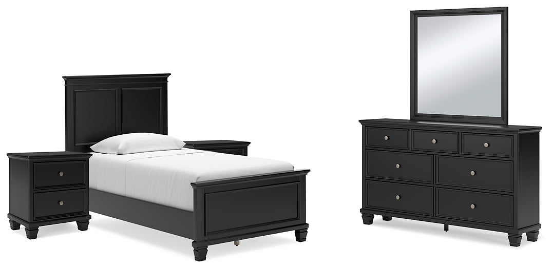 Lanolee Panel Bed With Mirrored Dresser And 2 Nightstands