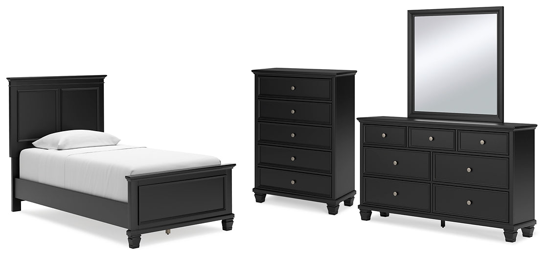 Lanolee Panel Bed With Mirrored Dresser And Chest