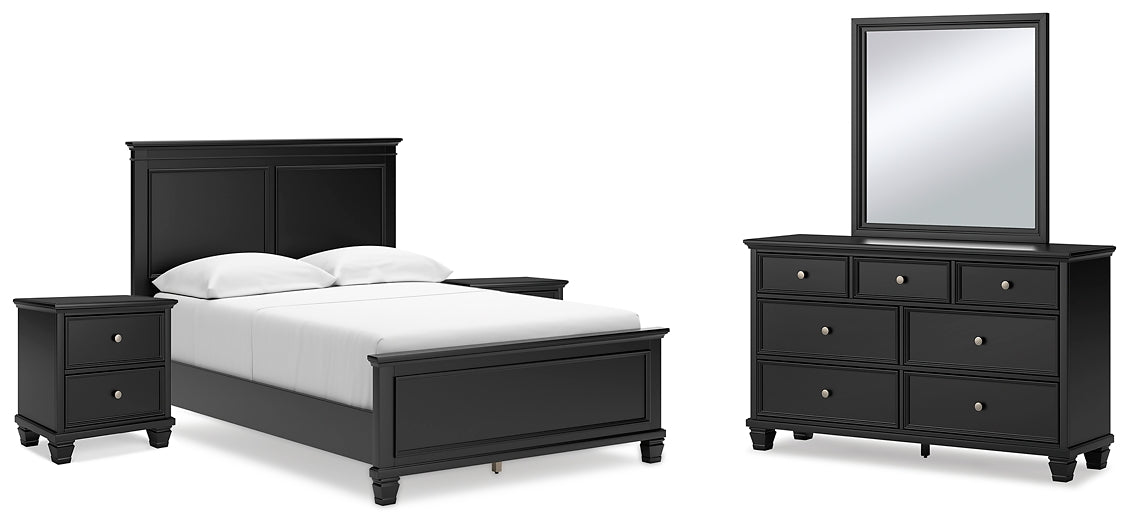 Lanolee Panel Bed With Mirrored Dresser And 2 Nightstands