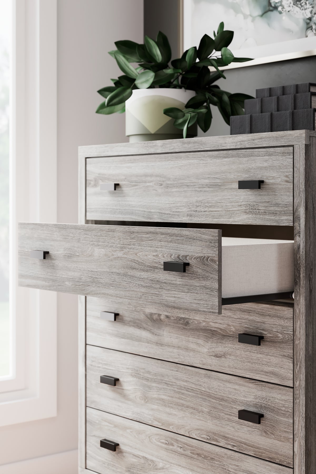 Vessalli Panel Bed With Mirrored Dresser, Chest And Nightstand