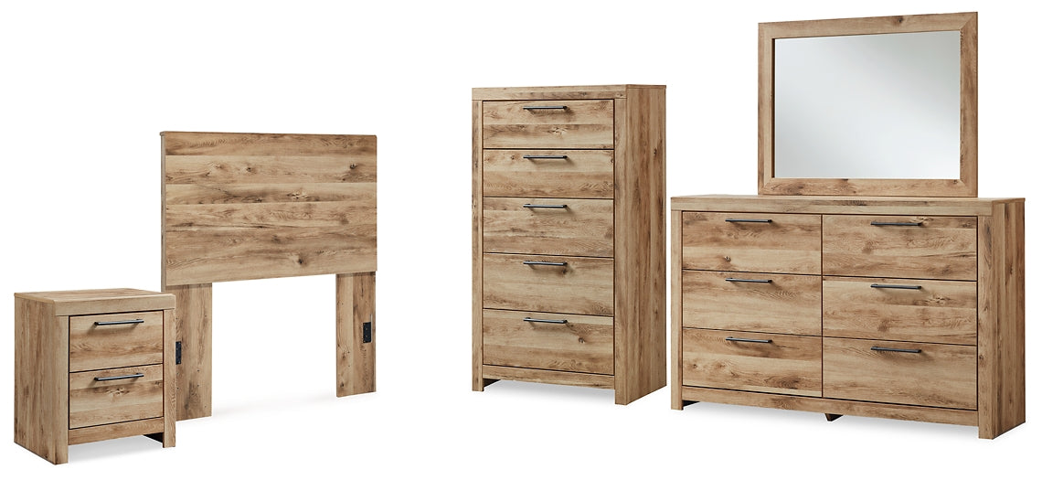 Hyanna Panel Headboard With Mirrored Dresser, Chest And Nightstand
