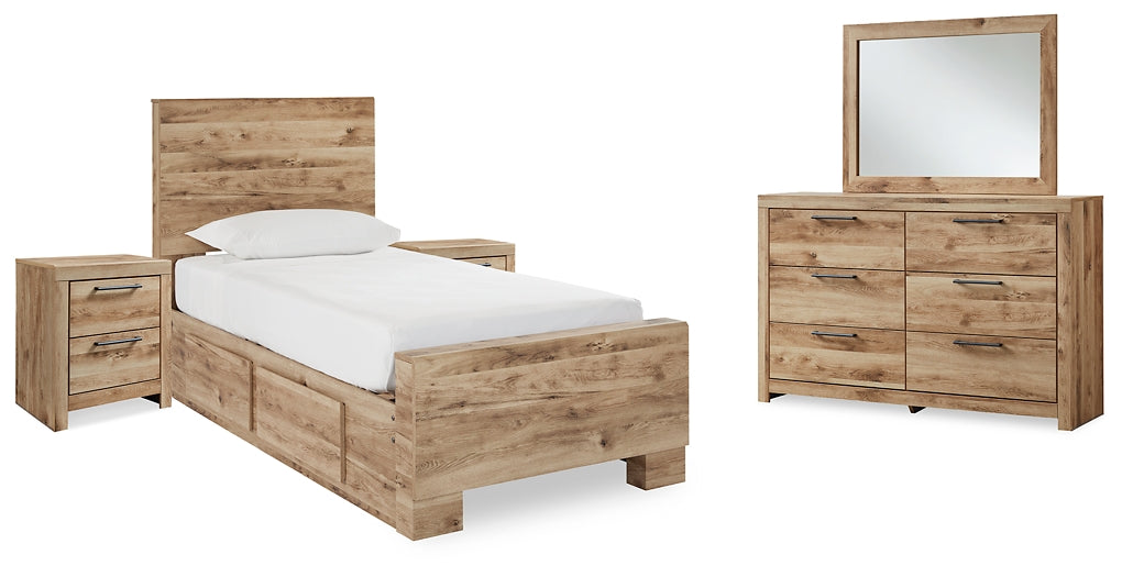 Hyanna Panel Bed With Storage With Mirrored Dresser And 2 Nightstands