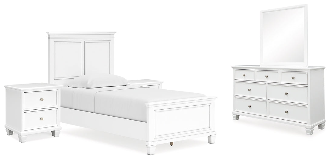 Fortman Panel Bed With Mirrored Dresser And 2 Nightstands