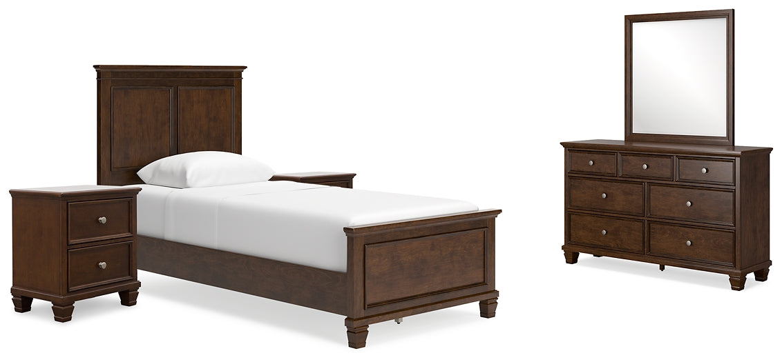 Danabrin Panel Bed With Mirrored Dresser And 2 Nightstands