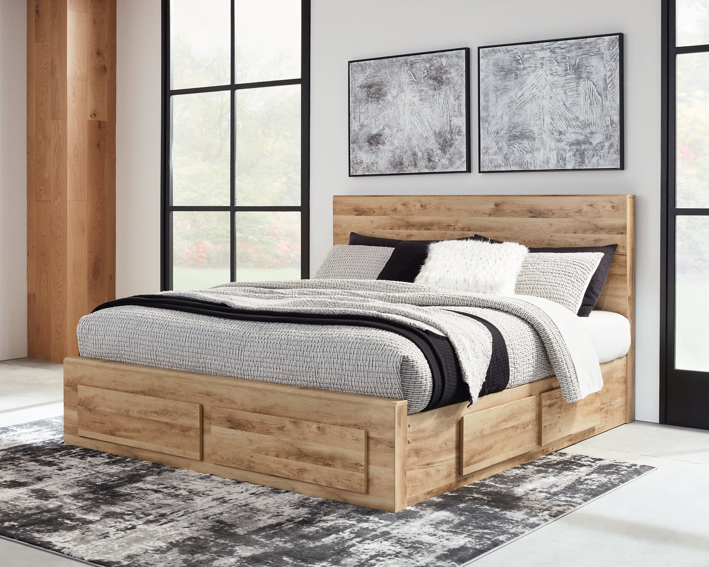 Hyanna Panel Storage Bed With Mirrored Dresser And Chest