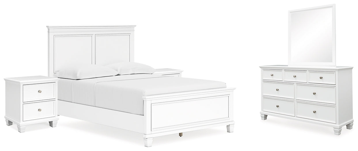 Fortman Panel Bed With Mirrored Dresser And 2 Nightstands