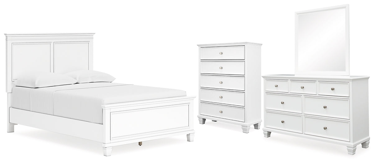 Fortman Panel Bed With Mirrored Dresser And Chest