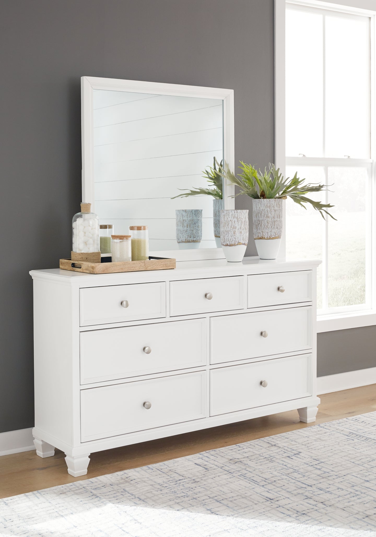 Fortman Panel Bed With Mirrored Dresser And Nightstand