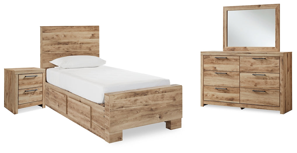 Hyanna Panel Bed With Storage With Mirrored Dresser And Nightstand
