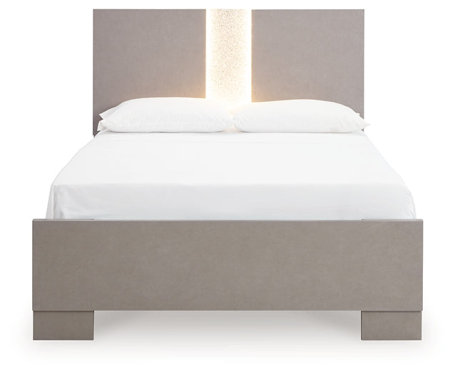 Surancha Panel Bed With Mirrored Dresser And Nightstand