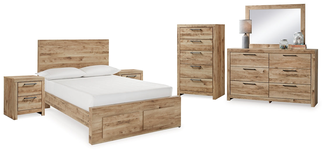 Hyanna Panel Storage Bed With Mirrored Dresser, Chest And 2 Nightstands