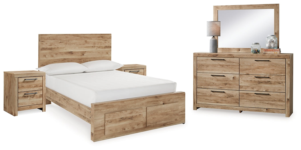 Hyanna Panel Storage Bed With Mirrored Dresser And 2 Nightstands