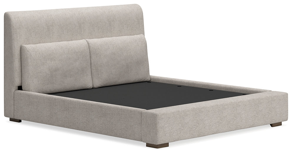 Cabalynn Upholstered Bed With Mirrored Dresser, Chest And Nightstand