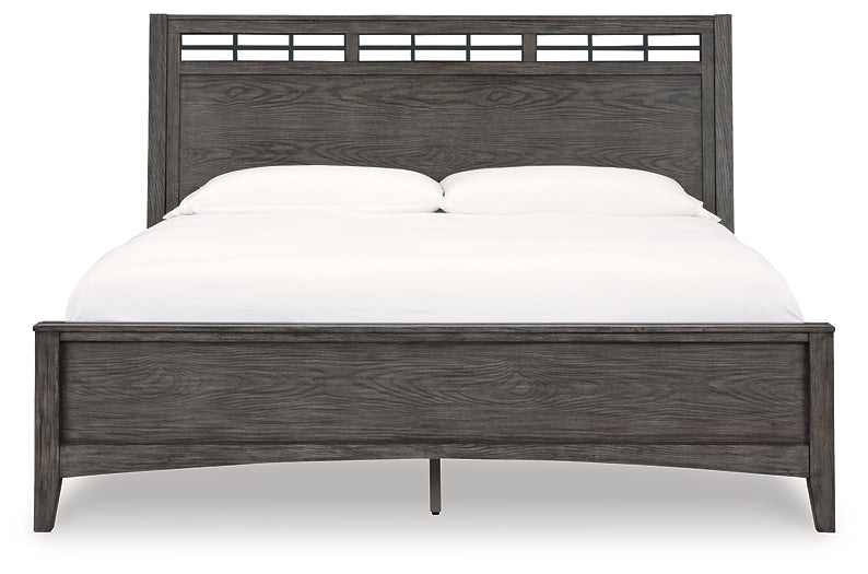 Montillan California Panel Bed With Mirrored Dresser And 2 Nightstands